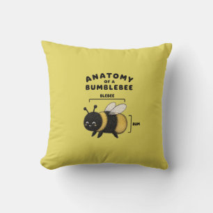 Funny Anatomy Of A Bumblebee Blebee Bum Cute Throw Pillow