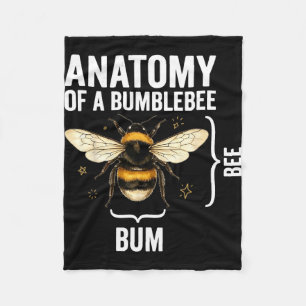 Funny anatomy of a bumblebee  fleece blanket