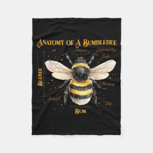 Funny Anatomy of A Bumblebee Sarcastic Humour Fleece Blanket