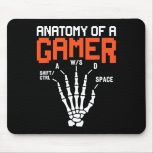 Funny Anatomy Of A Gamer Skeleton Hand Gaming Mouse Pad
