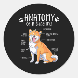 funny anatomy shiba inu dog lover gift classic round sticker