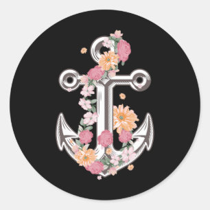 Funny Anchor Design For Women Girls Anker Ship Lov Classic Round Sticker
