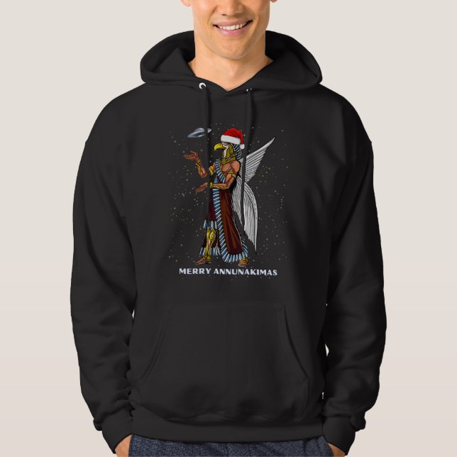 Funny Ancient UFO Annunaki Alien Christmas Hoodie (Front)