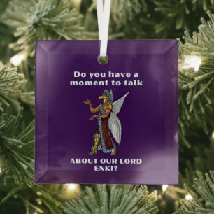 Funny Ancient UFO Annunaki Alien Glass Ornament