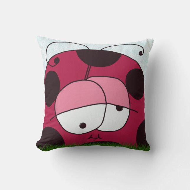 Funny and Chubby Ladybug Throw Pillow (Front)