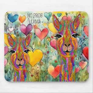 Funny and Colourful No Prob Llama Mouse Pad
