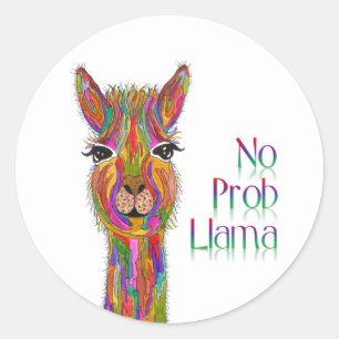 Funny and Colourful No Prob Llama Stickers