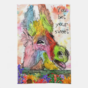 Funny and Colourful Watercolor Donkey Kitchen Towe Kitchen Towel