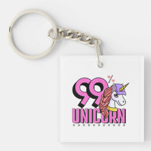 Funny and Cute animal with Hat 99 Percent Unicorn Keychain