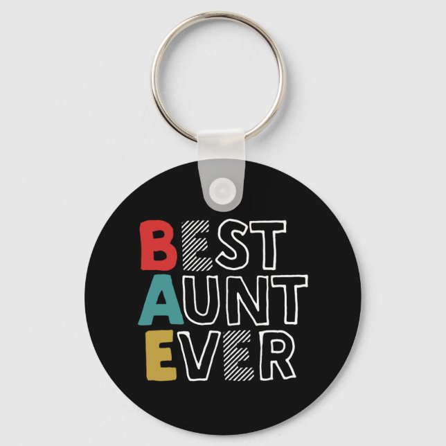Funny and Cute Best Aunt Ever Cool Auntie Keychain (Front)