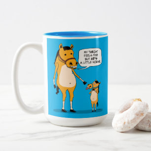 Funny and Cute Big Horse and Little Horse Two-Tone Coffee Mug