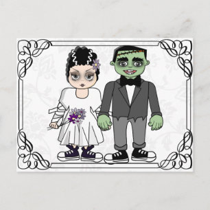 funny and cute budget wedding invitation postcard