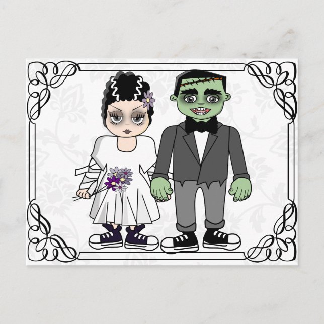 funny and cute budget wedding invitation postcard (Front)