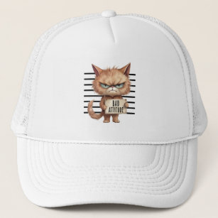 Funny and Cute Cat Mugshot Trucker Hat