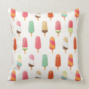 Funny and cute coloured ice creams pattern throw pillow