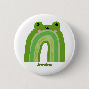 Funny and Cute Frog Rainbow 2 Inch Round Button