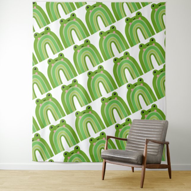 Funny and Cute Frog Rainbow Tapestry (In Situ)