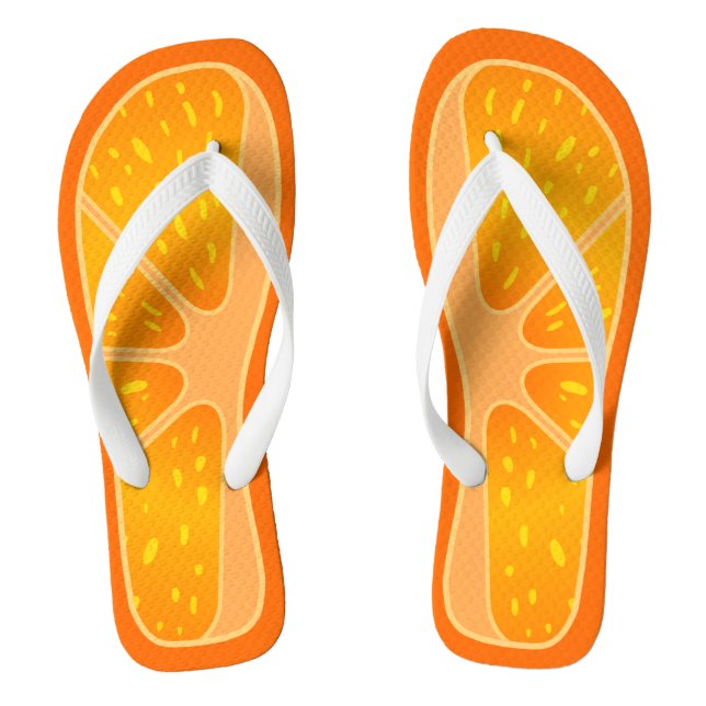 Funny and Cute Orange Slice Summer Fruit Flip Flops (Footbed)
