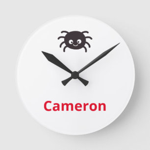 Funny and Cute Personalized Spider with Name Round Clock