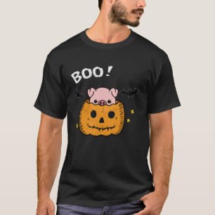 funny and cute piggy pig boo in pumpkin bats Hallo T-Shirt