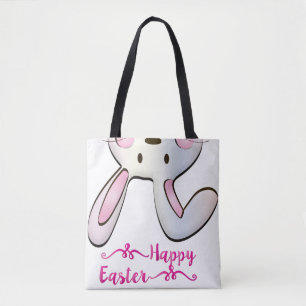 Funny And Cute Pink Easter Rabbit Bunny Tote Bag