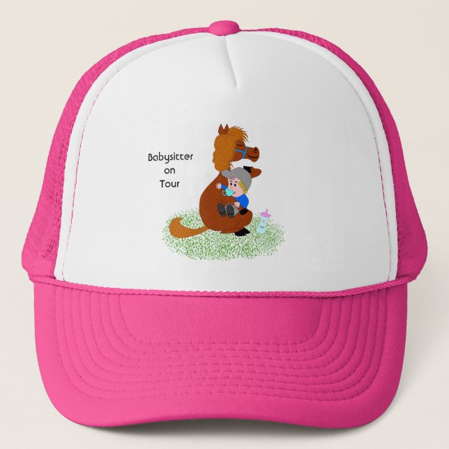 Funny and cute pony with baby - Babysitter  Trucker Hat (Front)