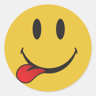Funny and Cute Sticking out tongue Emoji Classic Round Sticker