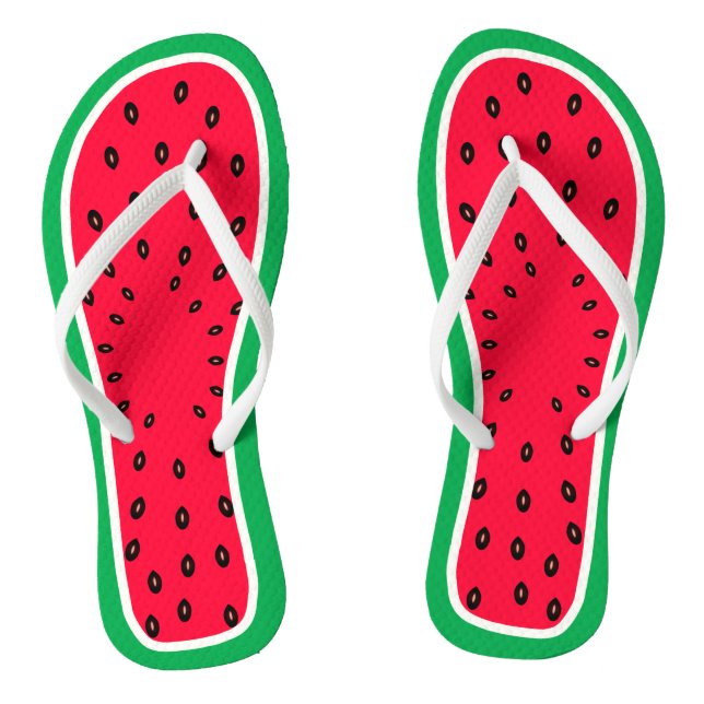 Funny and Cute Watermelon Slice Summer Fruit Flip Flops (Footbed)