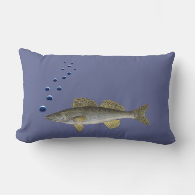 Funny and elegant cushion with fish and bubbles (Front)