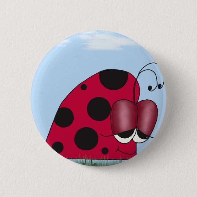 Funny and Euphoric Ladybug 2 Inch Round Button (Front)