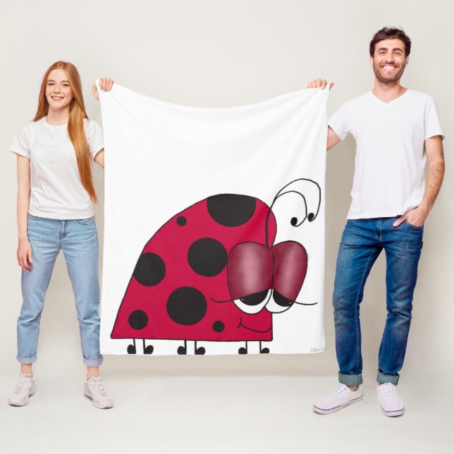 Funny and Euphoric Ladybug Fleece Blanket (In Situ)