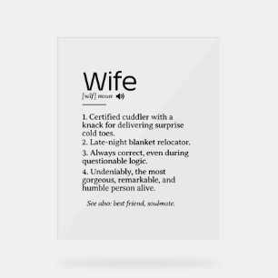 Funny and Heartfelt Wife Definition Acrylic Sign