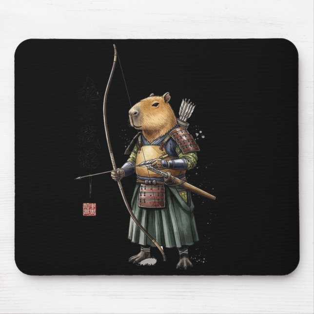 Funny And Japanese Archer Capybara Kyudo Bow Mouse Pad (Front)