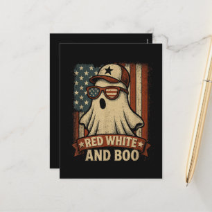 Funny and patriotic Red white and boo Holiday Postcard