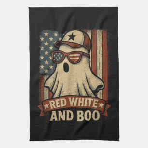 Funny and patriotic Red white and boo Kitchen Towel