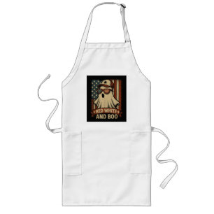 Funny and patriotic Red white and boo Long Apron