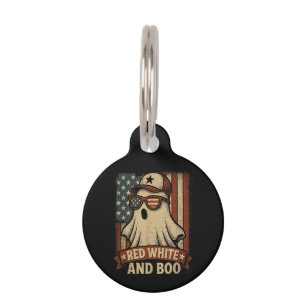 Funny and patriotic Red white and boo Pet Tag