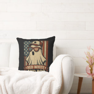Funny and patriotic Red white and boo Throw Pillow