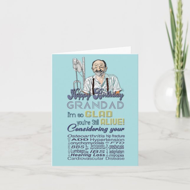 Funny and Sarcastic Birthday Card for Grandfather (Front)