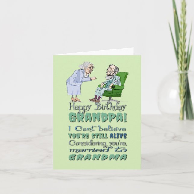 Funny and Sarcastic Birthday Card for Grandpa (Front)