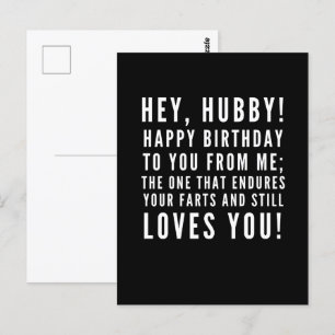 Funny and sarcastic birthday wishes for husband postcard