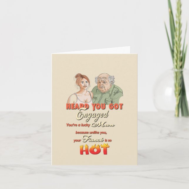 Funny and Sarcastic Engagement Card for Him (Front)