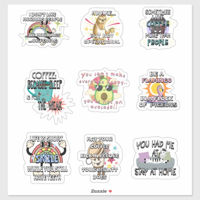 Funny and Sarcastic Vinyl Stickers (Sheet)