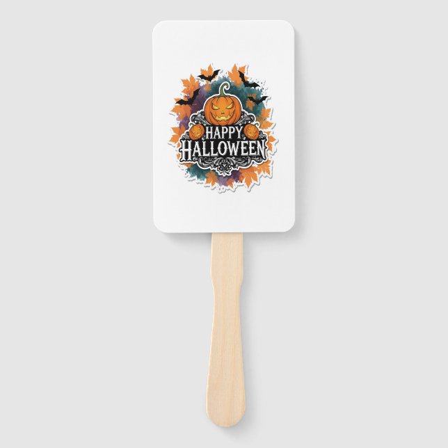 Funny and Spooky Halloween Quotes Happy Hand Fan (Front)