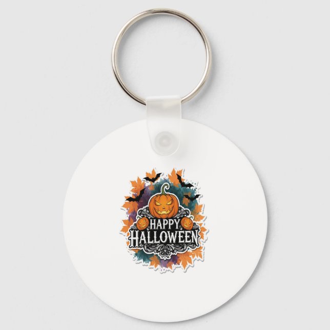 Funny and Spooky Halloween Quotes Happy Keychain (Front)