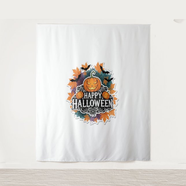 Funny and Spooky Halloween Quotes Happy Tapestry (Front)