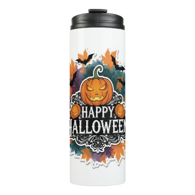Funny and Spooky Halloween Quotes Happy Thermal Tumbler (Front)