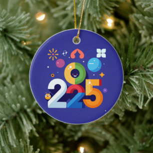 Funny and Witty Graphic Design 2025 Ceramic Ornament