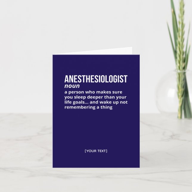 Funny Anesthesiologist Definition Card (Front)