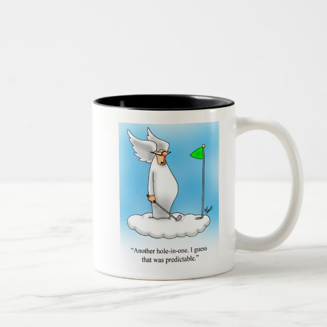 Funny Angel Golf Humour Mug! Two-Tone Coffee Mug (Right)